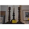 Image 1 : CARVED GILTWOOD CANDLESTICKS & BRONZED FINIAL (3 PCS)