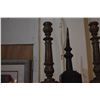 Image 3 : CARVED GILTWOOD CANDLESTICKS & BRONZED FINIAL (3 PCS)