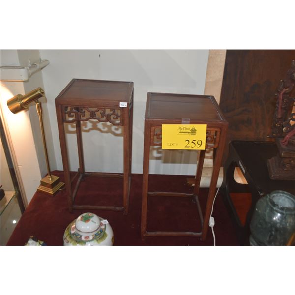 PAIR HUANG HUALI STANDS, 18TH-19TH C (8" X 8" X 16 1/2") (PAIR)
