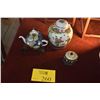 Image 1 : ANTIQUE CHINESE BONE SCRIMSHAW OPIUM BOX, CHINESE PORCELAIN GOD OF LONGEVITY TEAPOT & CHINESE PORCEL