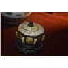 Image 4 : ANTIQUE CHINESE BONE SCRIMSHAW OPIUM BOX, CHINESE PORCELAIN GOD OF LONGEVITY TEAPOT & CHINESE PORCEL