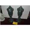 Image 1 : PAIR CARVED MARBLE SHAPE LANTERNS W/LIDS (15 1/2")