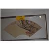 Image 1 : FRAMED CHINESE FAN PAINTING; SIGNED (23" X 14")