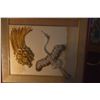 Image 2 : FRAMED TRADITIONAL JAPANESE "5 YEN COIN ART", CRANE & TURTLE (12 1/4" X 13 3/4") (DOES NOT INCLUDE S