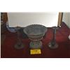 Image 1 : TRADITIONAL SOUTHEAST ASIAN OFFERING BOWL & VINTAGE JAPANESE CANDLESTICKS (RETICULATED CAST IRON) (3