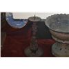 Image 2 : TRADITIONAL SOUTHEAST ASIAN OFFERING BOWL & VINTAGE JAPANESE CANDLESTICKS (RETICULATED CAST IRON) (3