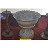 Image 3 : TRADITIONAL SOUTHEAST ASIAN OFFERING BOWL & VINTAGE JAPANESE CANDLESTICKS (RETICULATED CAST IRON) (3