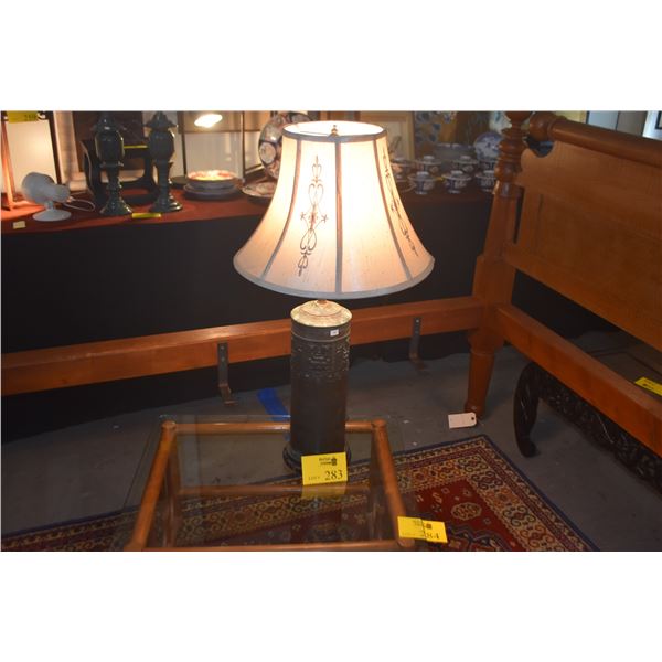 CHINESE CYLINDER BRONZE LAMPS (ARCHAIC DESIGN) (31")