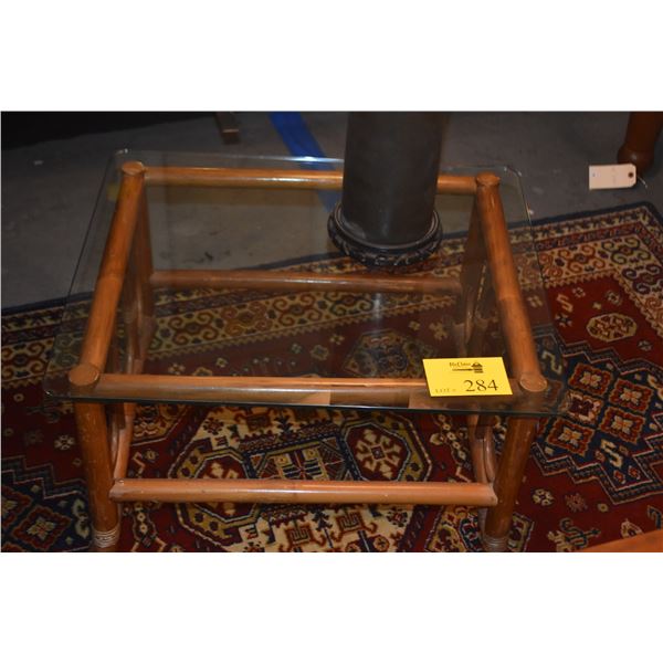 RATTAN GLASS TOP TABLE (28" X 22" X 17")