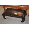 Image 1 : VINTAGE CHINESE HARDWOOD COFFEE TABLE, OPEN WORK BAMBOO DESIGN (39" X 16 1/4" X 15 1/2")