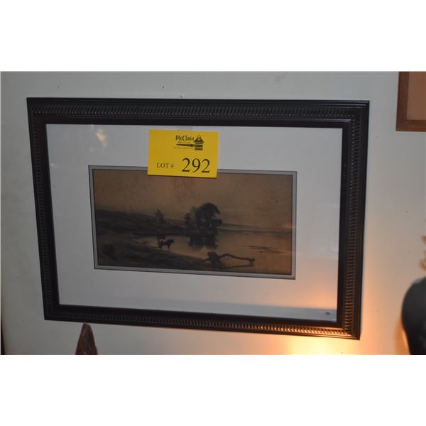 FRAMED SEPIA-TONED PHOTOGRAVURE, LANDSCAPE (20 1/2" X 14 1/2")
