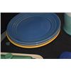 Image 6 : MIXED LOT: BAUER PLATES, CROCK, COVERED CANISTERS, ROYAL COPENHAGEN STAINER/BOWL, LE CREUSET BUTTER 