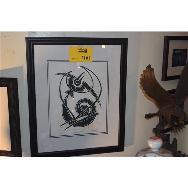 FRAMED LITHOGRAPH, ABSTRACT; SIGNED 44/70 (18" X 22")