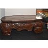 Image 3 : VINTAGE CHINESE BOXWOOD CARVING STAND SHAPED LIKE A LOTUS LEAF (24" X 15" X 8")