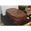 Image 5 : VINTAGE CHINESE BOXWOOD CARVING STAND SHAPED LIKE A LOTUS LEAF (24" X 15" X 8")