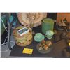 Image 1 : MIXED LOT: SPODE GEORGIAN BOTANICAL PLATTER, FIRE KING CREAMER & SUGAR, CANISTERS, SALT & PEPPER'S, 