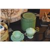 Image 4 : MIXED LOT: SPODE GEORGIAN BOTANICAL PLATTER, FIRE KING CREAMER & SUGAR, CANISTERS, SALT & PEPPER'S, 