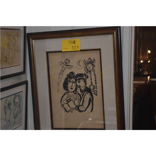 FRAMED MARC CHAGALL WOOD ENGRAVING, "PRINT XXII-MY MOTHER", 26/26 (22" X 27 1/2")