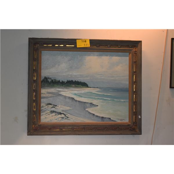 FRAMED OIL ON CANVAS, SEASCAPE; SIGNED C.S. MAREK, 1966 (TERMITE DAMAGE TO FRAME)