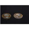 Image 3 : PAIR AGATE CHINESE BRUSH WASHERS (2 1/2" X 1 3/4" X 1") (PAIR)
