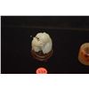 Image 1 : NEPHRITE JADE LIONESS & CUB W/STAND (1 1/2" X 1 1/2" X 1 1/4")