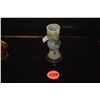 Image 1 : CHINESE JADEITE CARVED MINIATURE ARCHAIC VASE W/STAND (2 1/4")
