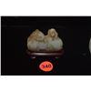 Image 1 : CHINESE NEPHRITE JADE CARVINGS, MONKEY & HORSE W/STAND (2" X 1 1/2")