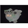 Image 2 : CHINESE GREEN & WHITE JADEITE CARVING, FISH & LOTUS, 19TH C. (4" X 3")