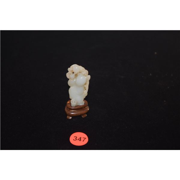 2 BOYS & LONG LIFE PEACHES CARVING, CHINA W/STAND (2")