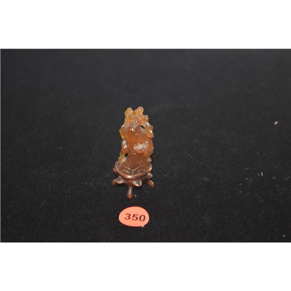 CHINESE AGATE CARVINGS, LONG LIFE GOD W/STAND (2 1/2")