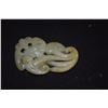Image 4 : CHINESE NEPHRITE JADE FUNGUS & BAT, LONG LIFE WISHES (3" X 1 3/4")