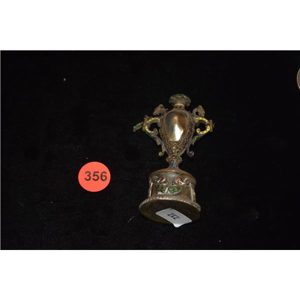 ANTIQUE SILVER GILT & ENAMELED SCENT BOTTLE, LATE 19TH C.