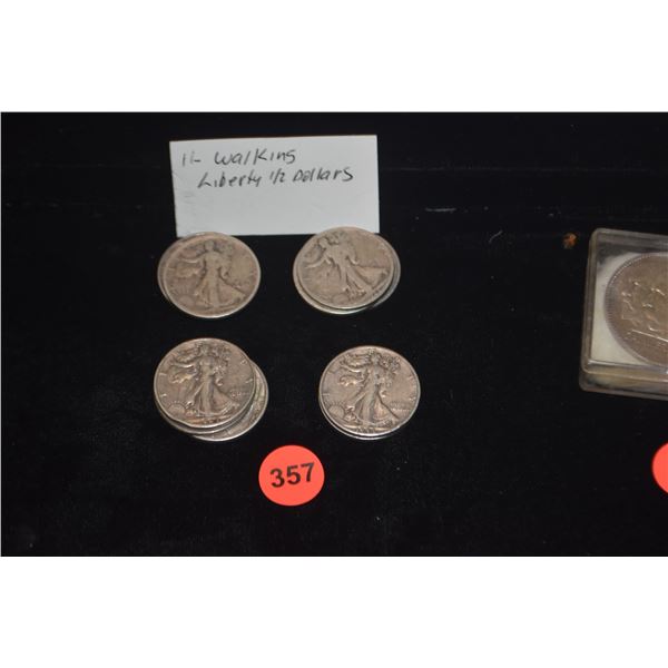 11 WALKING LIBERTY HALF DOLLARS: 1917, 1923, 1935, 1936, 1942 (2), 1943 (2), 1944 (2), 1945 (11 PCS)