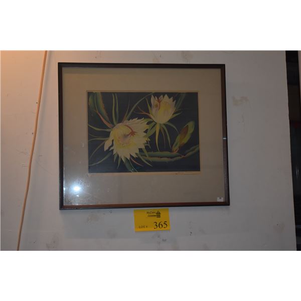 FRAMED PRINT, "NIGHT BLOOMING CEREUS"; SIGNED SHIRLEY RUSSELL #50/50