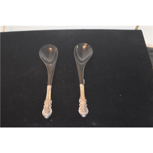 SALAD SERVERS W/STERLING HANDLES (2 PCS)