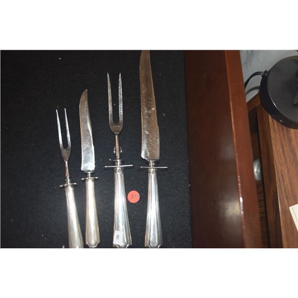 2 CARVING SETS W/STERLING HANDLES (4 PCS)