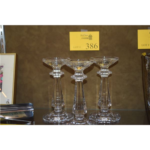 WATERFORD CRYSTAL CANDLE HOLDERS (3 PCS)