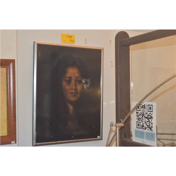 FRAMED PAINTING ON VELVET, "CHERIE AMIE"; SIGNED LEETEG (EDGAR)