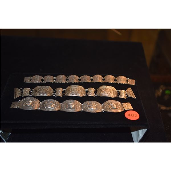 STERLING SILVER BRACELETS, PERUVIAN (3 PCS) (79.5 GTW)
