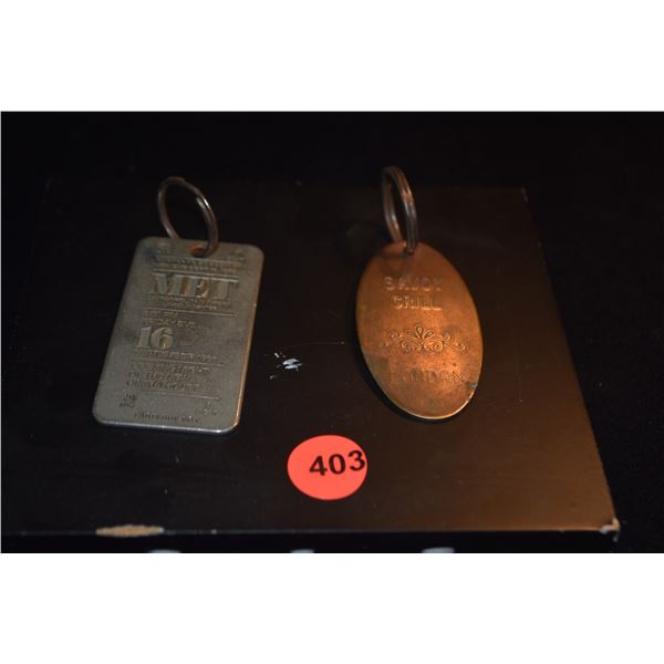 KEY PLATES: THE METROPOLITAN OPERA-OPENING BOX SEAT #29, ROW 1 & SAVOY GRILL LONDON (2 PCS)