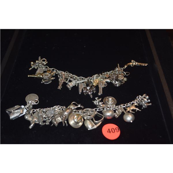 STERLING SILVER CHARM BRACELETS (118 GTW) (2 PCS)