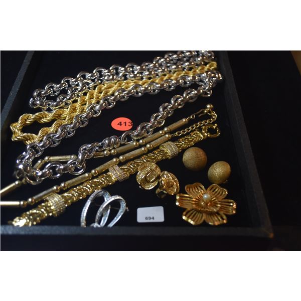 FASHION JEWELRY: NECKLACES, BRACELET, EARRINGS (SOME MARKED MILOR, CHRISTIAN DIOR, GP) (9 PCS)