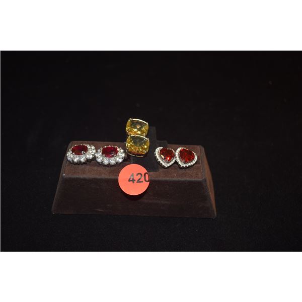 STERLING SILVER FASHION EARRINGS (3 PAIR)