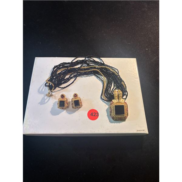 VERMEIL BYZANTINE STYLE JEWELRY SUITE: NECKLACE & EARRINGS (2 PCS)