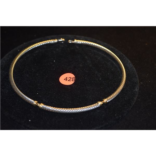 DAVID YURMAN STERLING SILVER METRO CABLE CHOKER W/14K ACCENTS