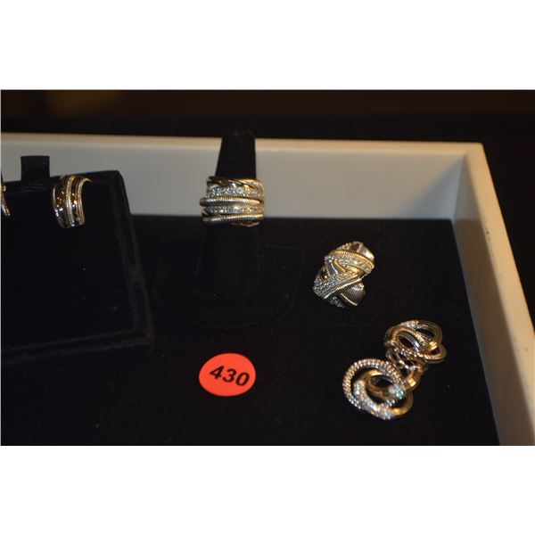 JUDITH RIPKA STERLING SILVER EARRINGS (3 PAIR) & RING (4 PCS)