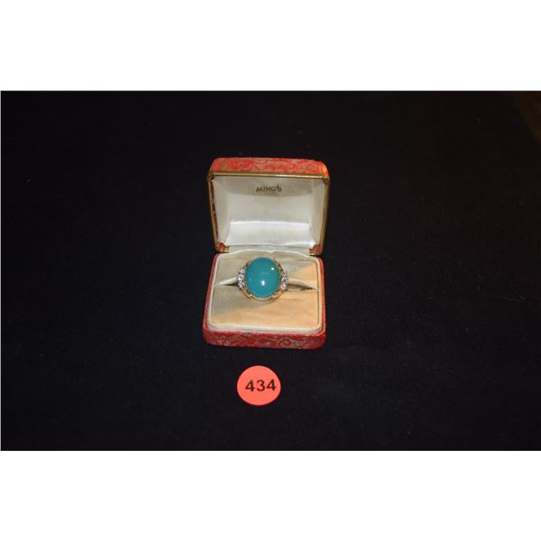 MING'S 14K TURQUOISES & DIAMOND RING