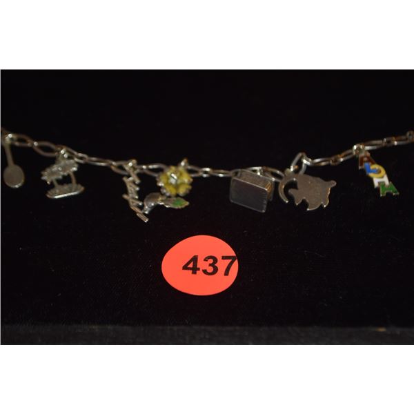 CHARM BRACELET W/7 GUMPS STERLING SILVER HAWAIIAN THEMED CHARMS