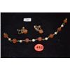 Image 2 : MING'S STERLING SILVER CARNELIAN EARRINGS & GOLD FILLED CARNELIAN & PEARL BRACELET (2 PCS)