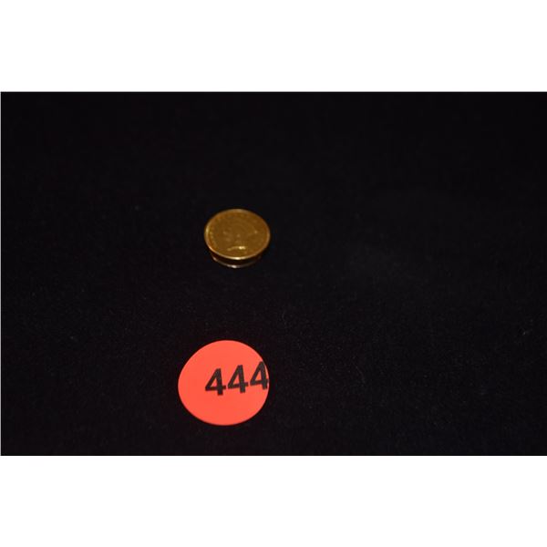 INDIAN PRINCESS HEAD U.S. GOLD DOLLAR COIN, SET AS A BUTTON, 14K (TESTED) BACKING (2.3 GTW)
